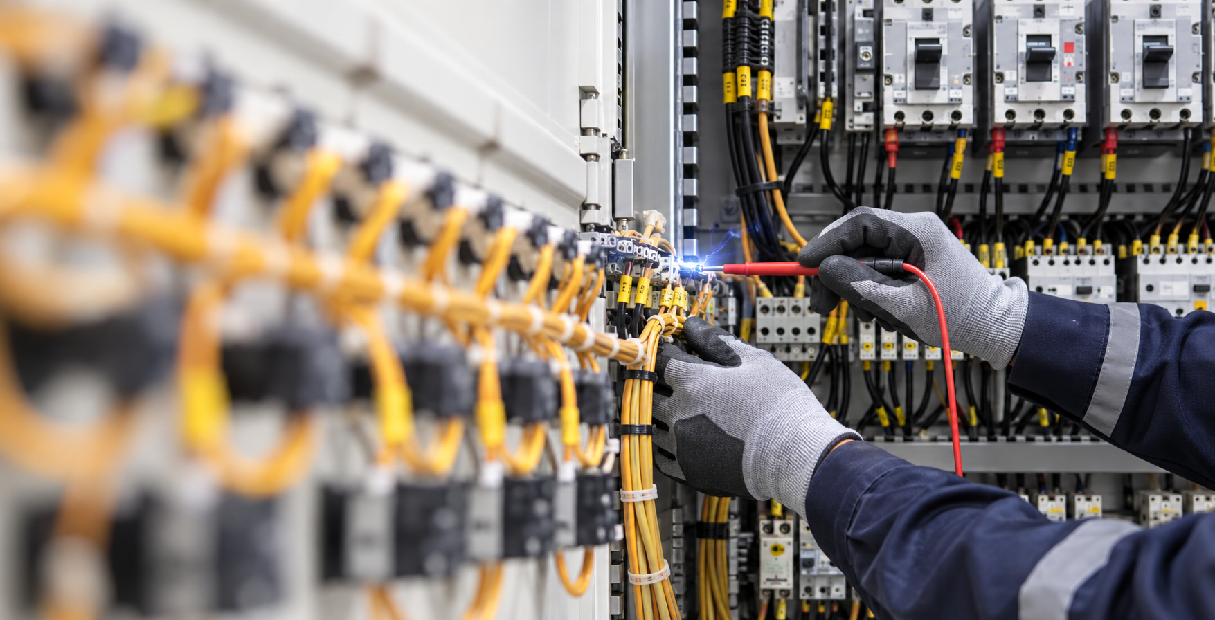Técnico revisando una instalación eléctrica